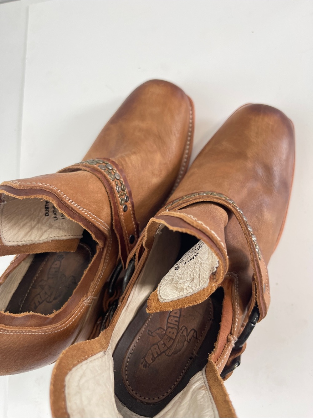 Freebird by Steven Dusty Camel Leather Boots – Square Toe, Size 9 Western Boho - Picture 7 of 9